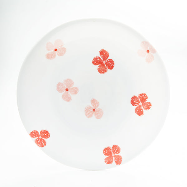Plate (Porcelain/Lightweight/Scattered Flower/3cm/Ø23.5cm/SMCol(s): Red,White)