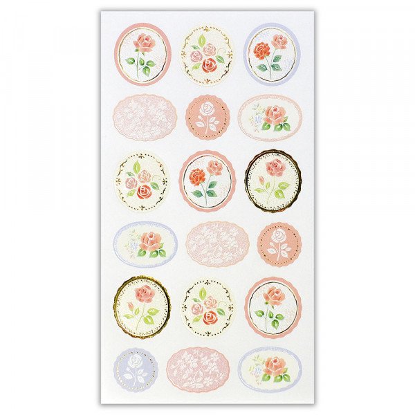 Stickers (Embossed/Roses/L/Sheet Size: H16.5xW9cm/SMCol(s): Pink,Gold)