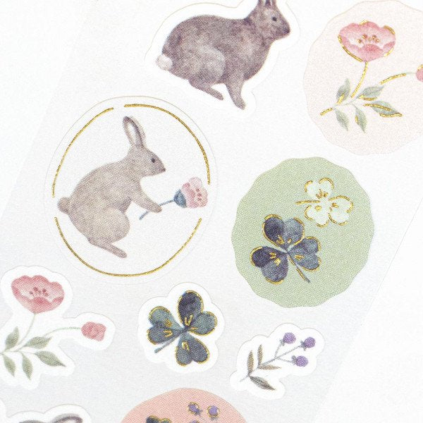 Stickers (Washi Paper/Rabbit/Sheet Size: H18.5xW5cm/SMCol(s): Pink,Green,Grey)