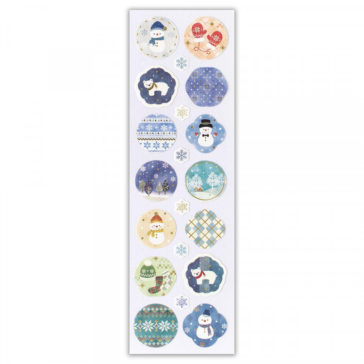 Stickers (Washi Paper/Japanese Style/Snow/Sheet Size: H16.5xW5cm/SMCol(s): Blue,Green,Orange)