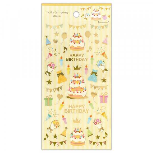 Stickers (Clear/Big/Foil Stamping/Birthday/Sheet: 16.5x9cm/SMCol(s): Multicolour)
