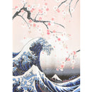 Japanese Style Katsushika Hokusai, White Waves Cherry Blossom Noren Curtain