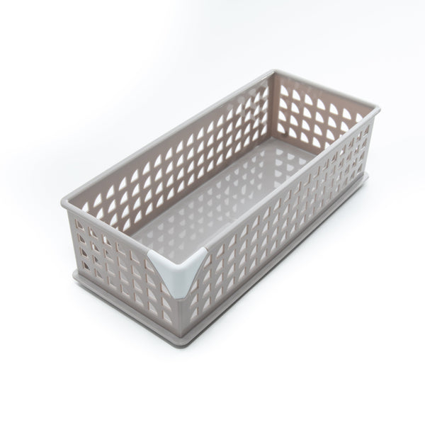 Grey Slim Stackabel Storage Basket 