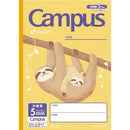 Kokuyo Campus 5mm Grid 10mm Lines Sloth (30 Pages) Graph Ruled Notebook - Yellow,Beige