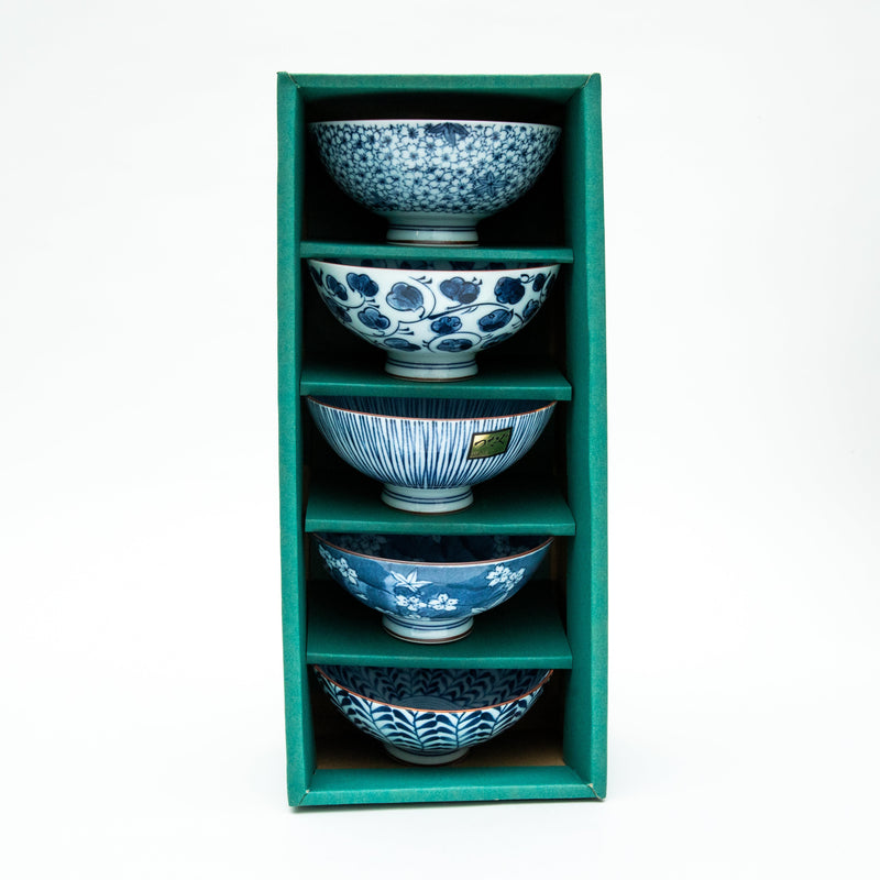 5pcs 11.7cm Underglaze For Gift In Box Ceramic Rice Bowls