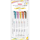 Zebra Mildliner Water Based 0.5-0.7mm Smoke Blue, Magenta, Gold, Vermilion, Brown Brush Pen Set