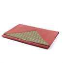 Furoshiki Shantung Double Sided Japanese Wrapping Cloth (Same Komon-Shark Skin & Hemp Leaf, Rusted Vermillion & Blackish Green 100x100cm)