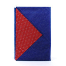 Furoshiki Shantung Double Sided Japanese Wrapping Cloth (Same Komon-Shark Skin & Hemp Leaf, Navy & Dark Red , 100x100cm)