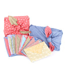 Furoshiki Shantung Double Sided Japanese Wrapping Cloth (Same Komon-Shark Skin & Hemp Leaf, Navy & Dark Red , 100x100cm)