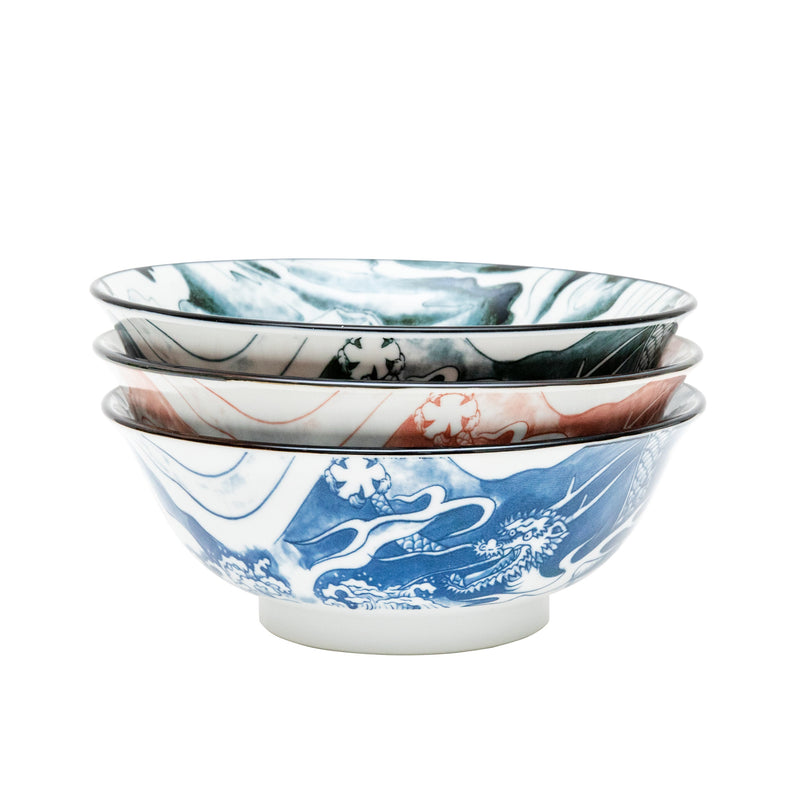 Ramen Bowl (Ceramic/Not Dishwasher Safe/Dragon/1200ml/8cm/dia.20.5cm/SMCol(s): Black)