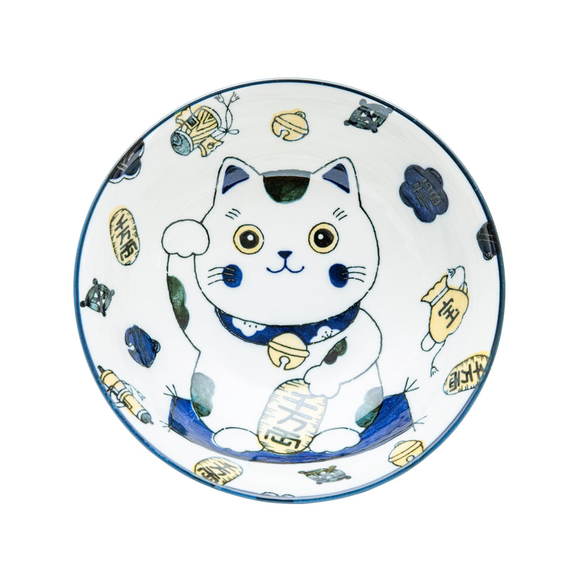 Ramen Bowl (Ceramic/Lucky Cat/7.5cm/dia.19.5cm/SMCol(s): Navy)