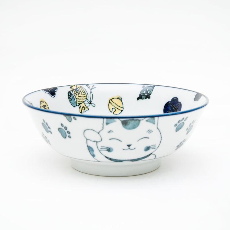 Ramen Bowl (Ceramic/Lucky Cat/7.5cm/dia.19.5cm/SMCol(s): Navy)