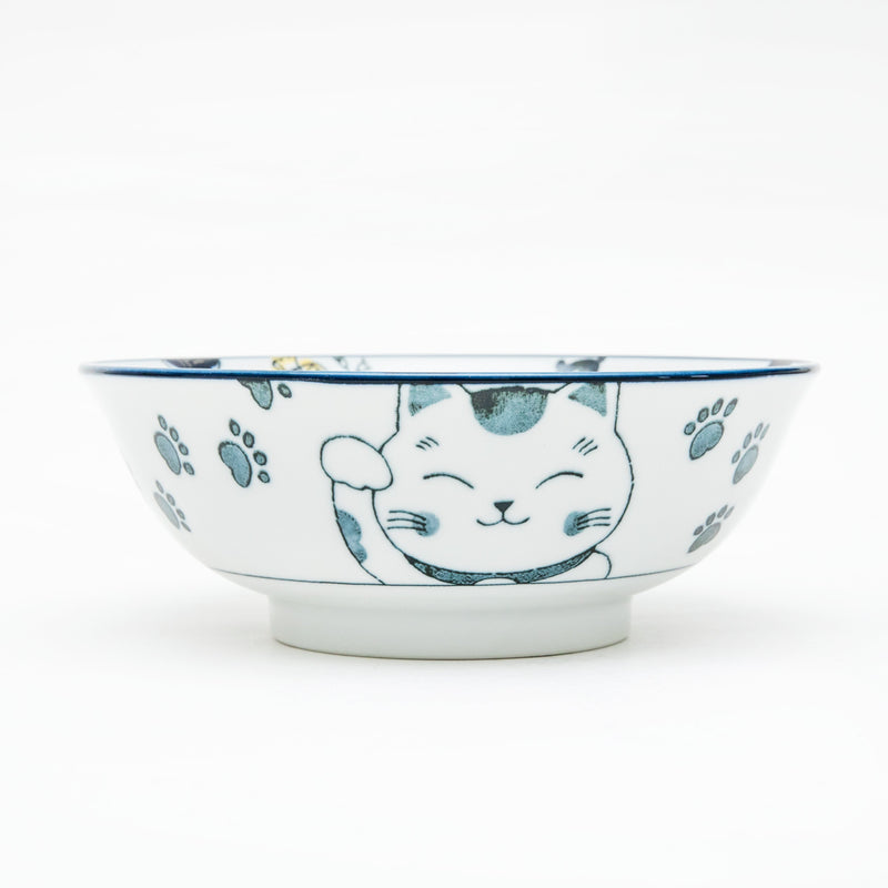 Ramen Bowl (Ceramic/Lucky Cat/7.5cm/dia.19.5cm/SMCol(s): Navy)
