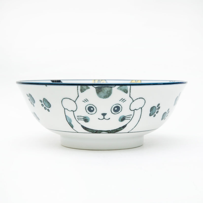 Ramen Bowl (Ceramic/Lucky Cat/7.5cm/dia.19.5cm/SMCol(s): Navy)