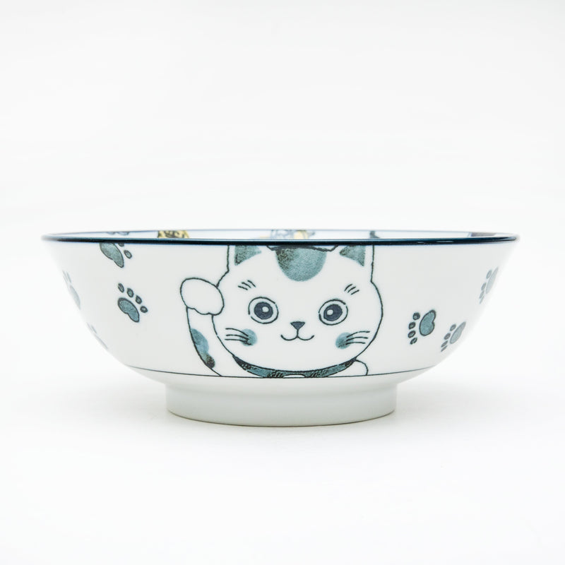 Ramen Bowl (Ceramic/Lucky Cat/7.5cm/dia.19.5cm/SMCol(s): Navy)