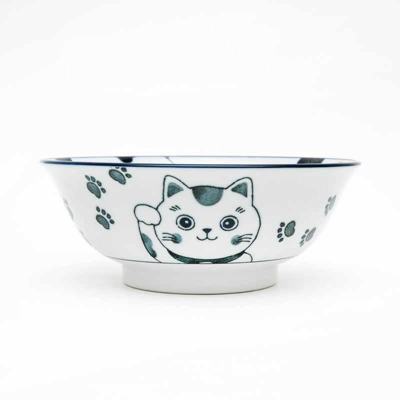 Ramen Bowl (Porcelain/Microwave & Dishwasher Safe/Beckoning Cat/L/8cm/dia.20.8cm/SMCol(s): Navy)