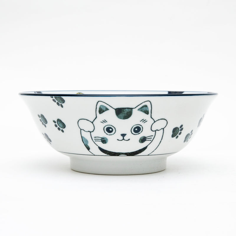 Ramen Bowl (Porcelain/Microwave & Dishwasher Safe/Beckoning Cat/L/8cm/dia.20.8cm/SMCol(s): Navy)