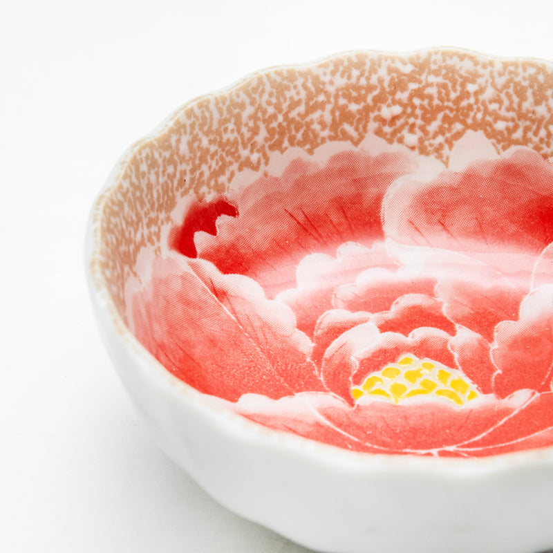 Bowl (Pottery/Microwave & Dishwasher Safe/Momoyama Peony/4.2cm/dia.10.5cm/SMCol(s): Red)