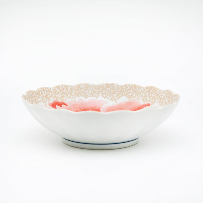 Shallow Bowl (Pottery/Microwave & Dishwasher Safe/Momoyama Peony/4.8cm/dia.16.8cm/SMCol(s): Red)