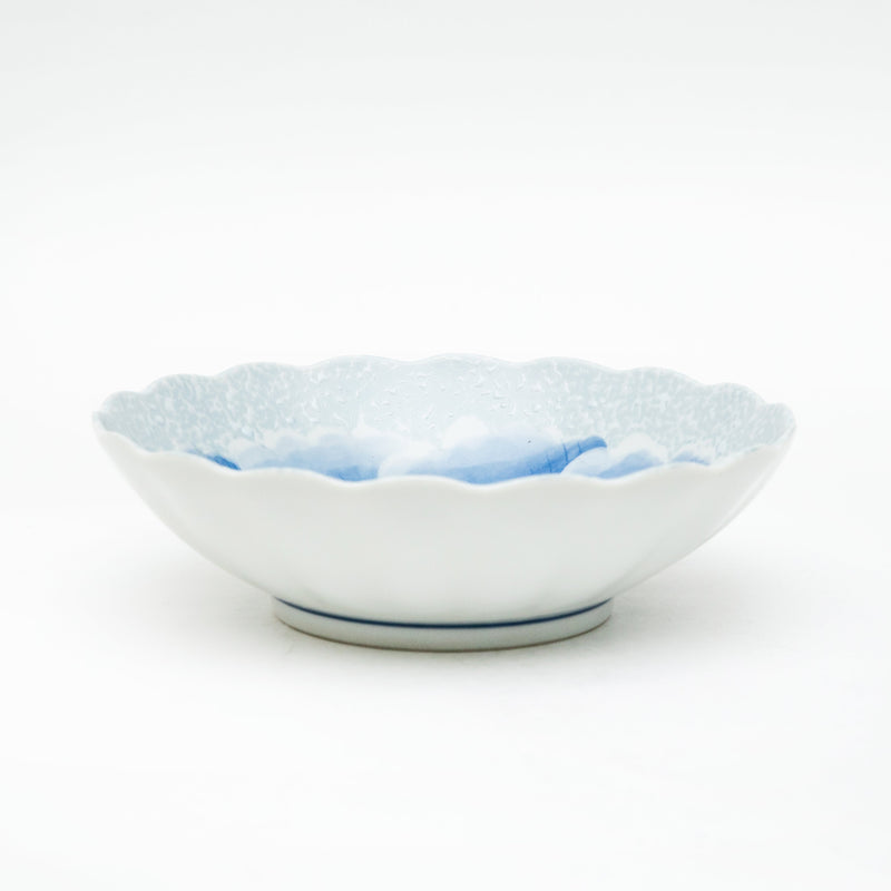 Shallow Bowl (Pottery/Microwave & Dishwasher Safe/Momoyama Peony/4.8cm/dia.16.8cm/SMCol(s): Blue)