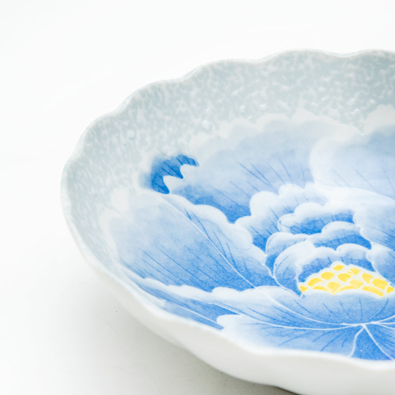 Shallow Bowl (Pottery/Microwave & Dishwasher Safe/Momoyama Peony/4.8cm/dia.16.8cm/SMCol(s): Blue)