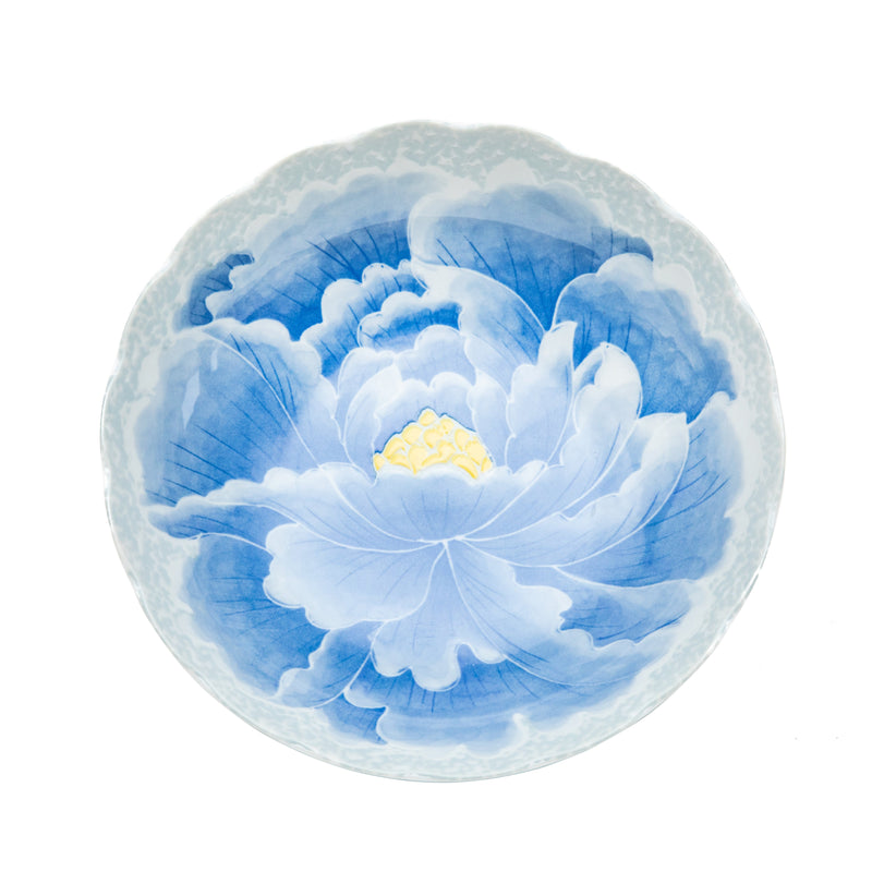 Deep Plate (Pottery/Microwave & Dishwasher Safe/Momoyama Peony/5.2cm/dia.20.7cm/SMCol(s): Blue)
