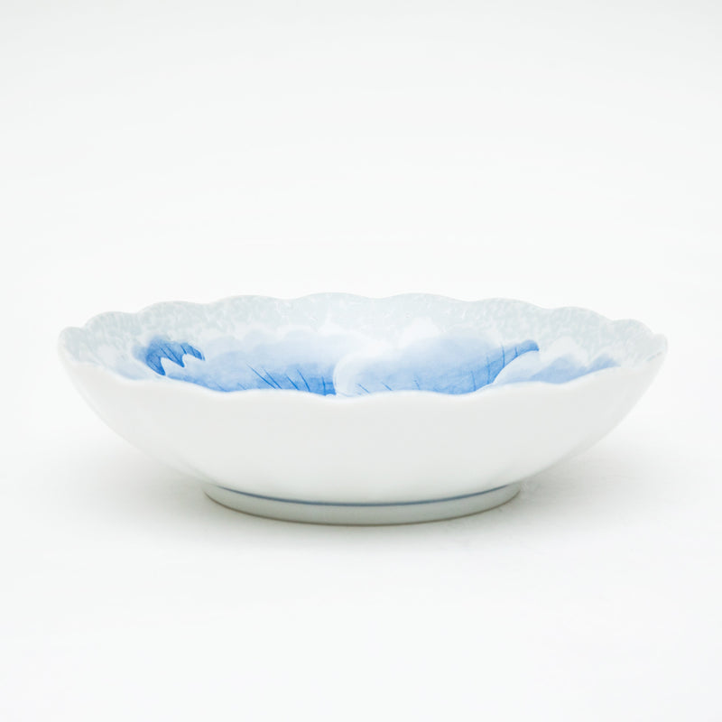 Deep Plate (Pottery/Microwave & Dishwasher Safe/Momoyama Peony/5.2cm/dia.20.7cm/SMCol(s): Blue)
