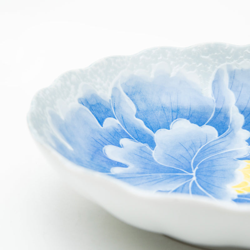 Deep Plate (Pottery/Microwave & Dishwasher Safe/Momoyama Peony/5.2cm/dia.20.7cm/SMCol(s): Blue)