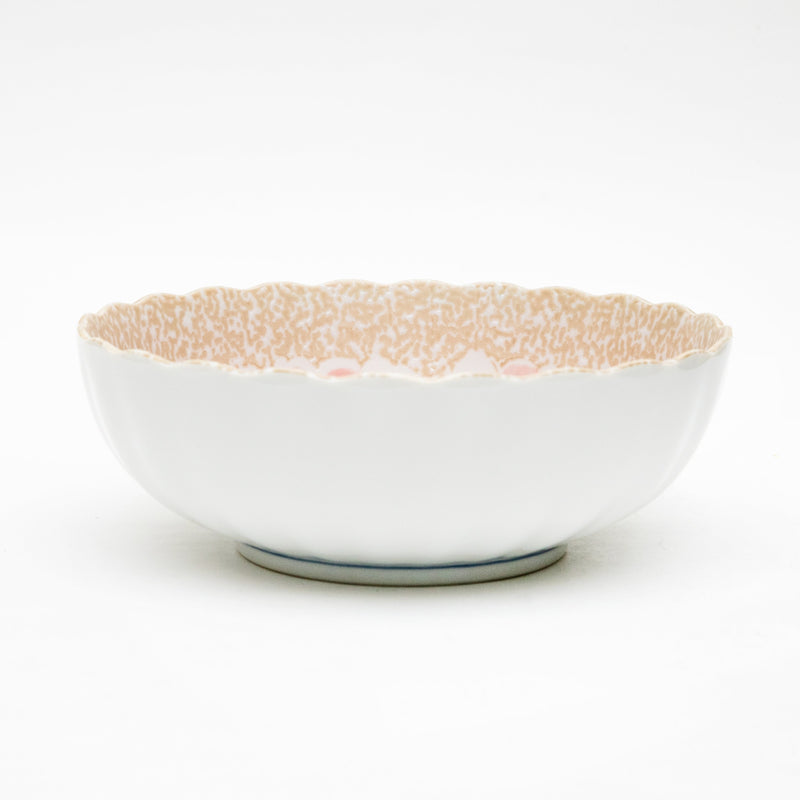 Bowl (Pottery/Microwave & Dishwasher Safe/Momoyama Peony/L/7.4cm/dia.20.6cm/SMCol(s): Red)