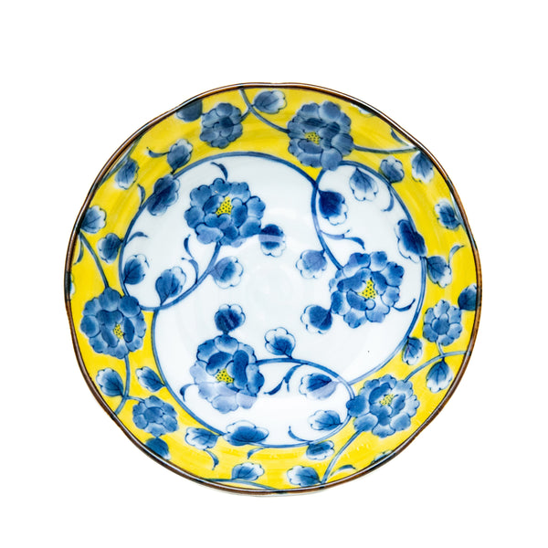 Shallow Bowl (Ceramic/Kousai Camellia/4cm/dia.16.5cm/SMCol(s): Yellow,Blue)
