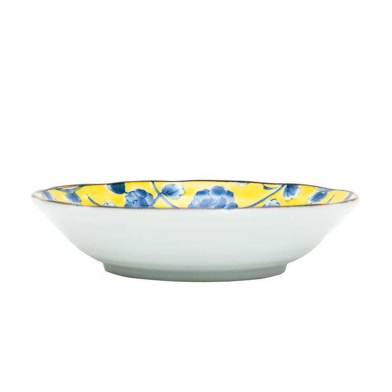 Shallow Bowl (Ceramic/Kousai Camellia/4cm/dia.16.5cm/SMCol(s): Yellow,Blue)