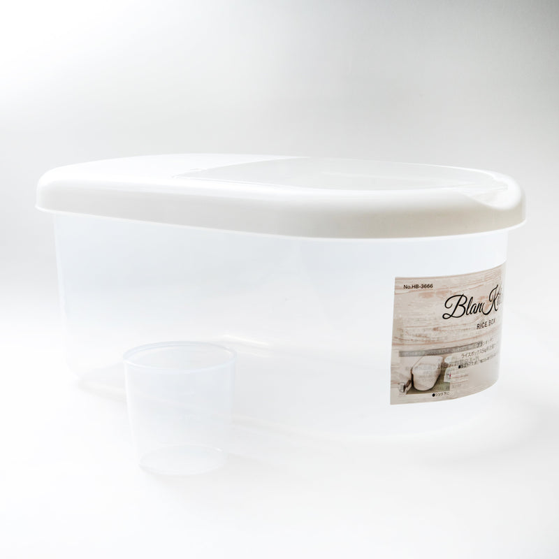 Rice Storage Container (PP/With Measuring Cup/5kg Capacity/16x35x20.5cm/SMCol(s): White)