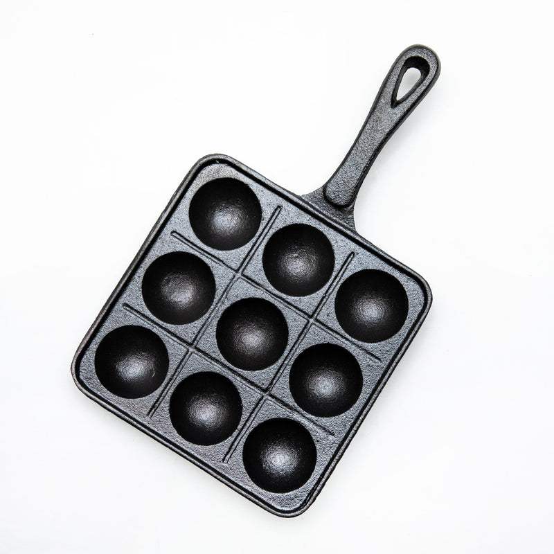 Takoyaki Pan (Iron/9 Holes/For only Gas Stoves/3.5x16x27.5cm/SMCol(s): Black)