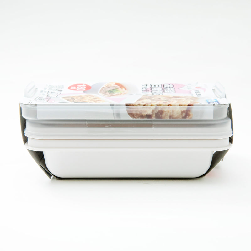 Food Containers (With Lid/Freezer, Dishwasher & Microwave Safe (Without Lid)/For Freezing Prepared Food/180ml/10.5x13x3cm (2pcs)/SMCol(s): White)