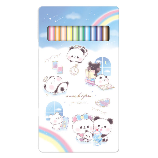 Coloured Pencils (With Tin Case/12 Colours/Mochimochi Panda/12 Colours: Black, Brown, Light Beige, Purple, Blue, Light Blue, Green, Light Green, Yellow, Orange, Red, Pink/Kamio Japan/SMCol(s): 12-Col)