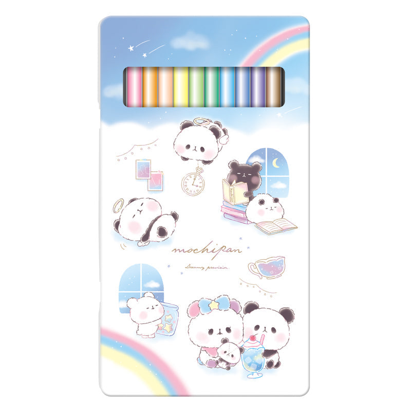 Coloured Pencils (With Tin Case/12 Colours/Mochimochi Panda/12 Colours: Black, Brown, Light Beige, Purple, Blue, Light Blue, Green, Light Green, Yellow, Orange, Red, Pink/Kamio Japan/SMCol(s): 12-Col)