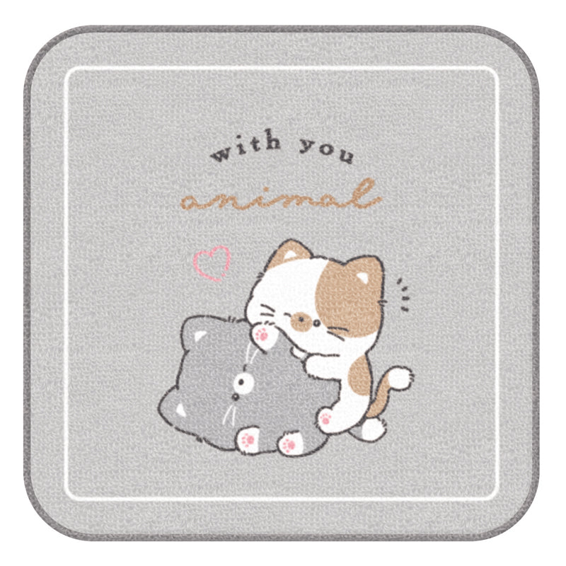 Towel (Mini/With You Cat/20x20cm/Kamio Japan/SMCol(s): Grey)