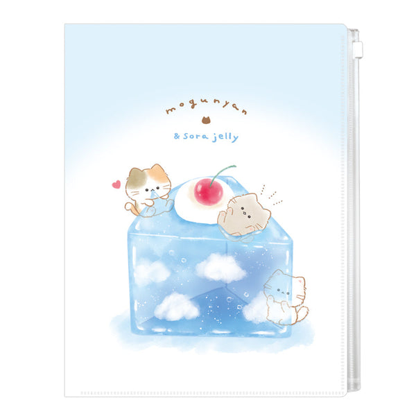 File Folder (6 Pockets/With Zipper Pocket/Mogunyan Cat/Sky Jelly/A4/24.7x31cm/Kamio Japan/SMCol(s): Blue)