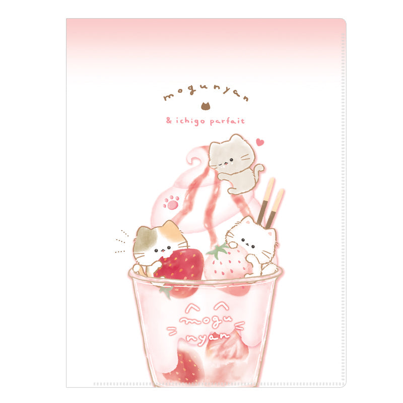 File Folder (10 Pockets/Mogunyan Cat/Strawberry Parfait/23.5x31cm/Kamio Japan/SMCol(s): Pink)