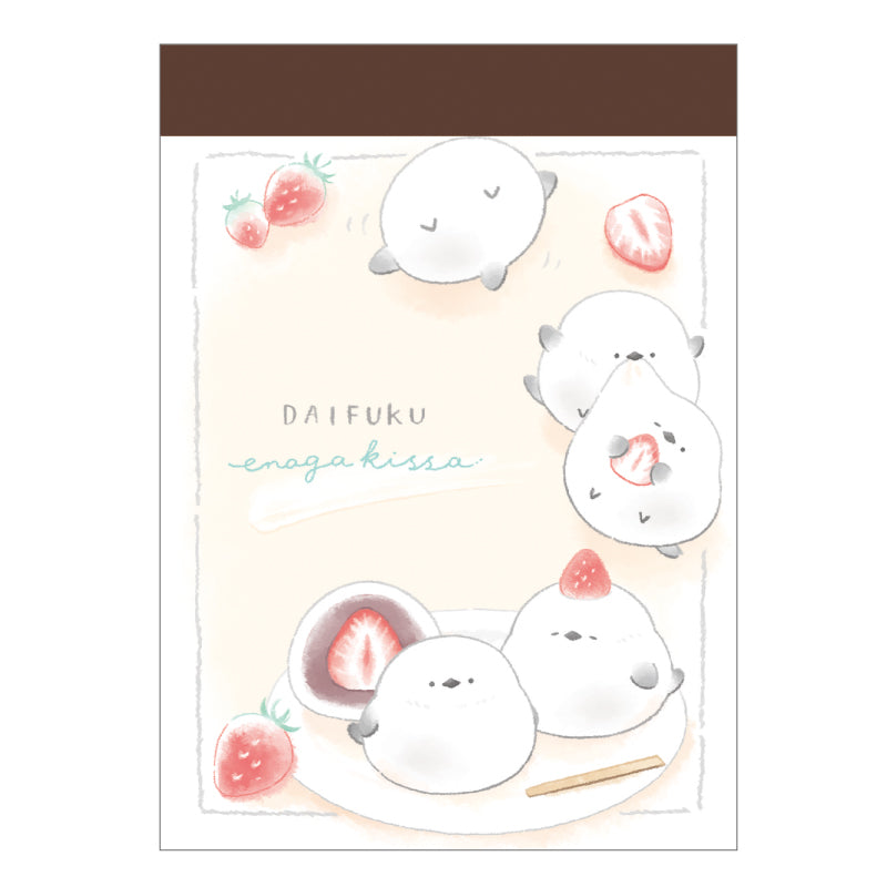 Memo Pad (Mini/2 Designs/Daifuku Long-Tailed Tit/6.3x8.8cm (70 Sheets/Feuilles)/Kamio Japan/SMCol(s): Ivory)