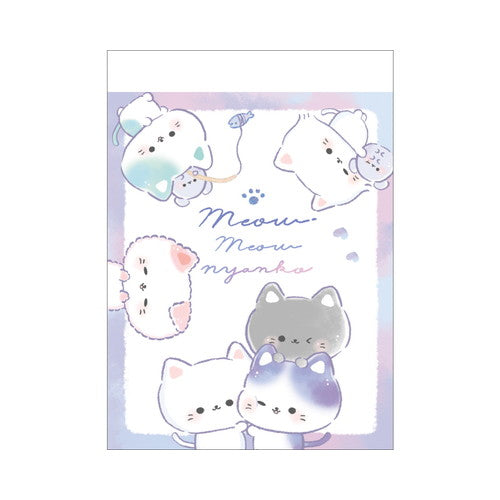 Memo Pad (Mini/2 Designs/Meow Meow Nyanko Cats/6.3x8.8cm/Crux/SMCol(s): Purple Grey)