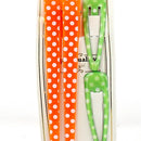 Polka Dots & Checkered Hair Clips (Orange & Green, 4pcs)