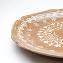 Japanese Porcealin Lace Scalloped Edge Plate (24x23.5x3cm) Brown