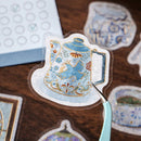 Sticker Flakes (15 Designs/Washi Paper/Embossed/Package Size: H10xW9cm/45pcs/BGM/CafŽ Ë La Mode/SMCol(s): Blue)