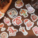 Sticker Flakes (15 Designs/Washi Paper/Embossed/Package Size: H10xW9cm/45pcs/BGM/CafŽ Ë La Mode/SMCol(s): Red)