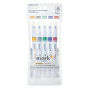 Kokuyo Double-Ended: Wide, Thin Navy, Gold, Light Green, Grey, Red Mark+ Gold Light Green Highlighter Pen 
