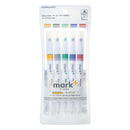 Kokuyo Double-Ended: Wide, Thin Navy, Gold, Light Green, Grey, Red Mark+ Gold Light Green Highlighter Pen 