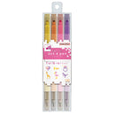 Sun-Star Dot É Double-Ended Square Tip Pen & Marker (Set of 4)   Yellow,Orange,Neon Pink,Violet