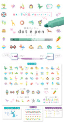 Sun-Star Dot É Double-Ended Square Tip Pen & Marker (Set of 4)   Yellow,Orange,Neon Pink,Violet