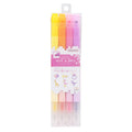 Sun-Star Dot É Double-Ended Square Tip Pen & Marker (Set of 4)   Yellow,Orange,Neon Pink,Violet